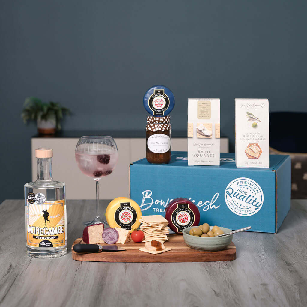 Alcohol infued cheese git box with gin vodka or limoncello - created by Bowes Dairy Produce