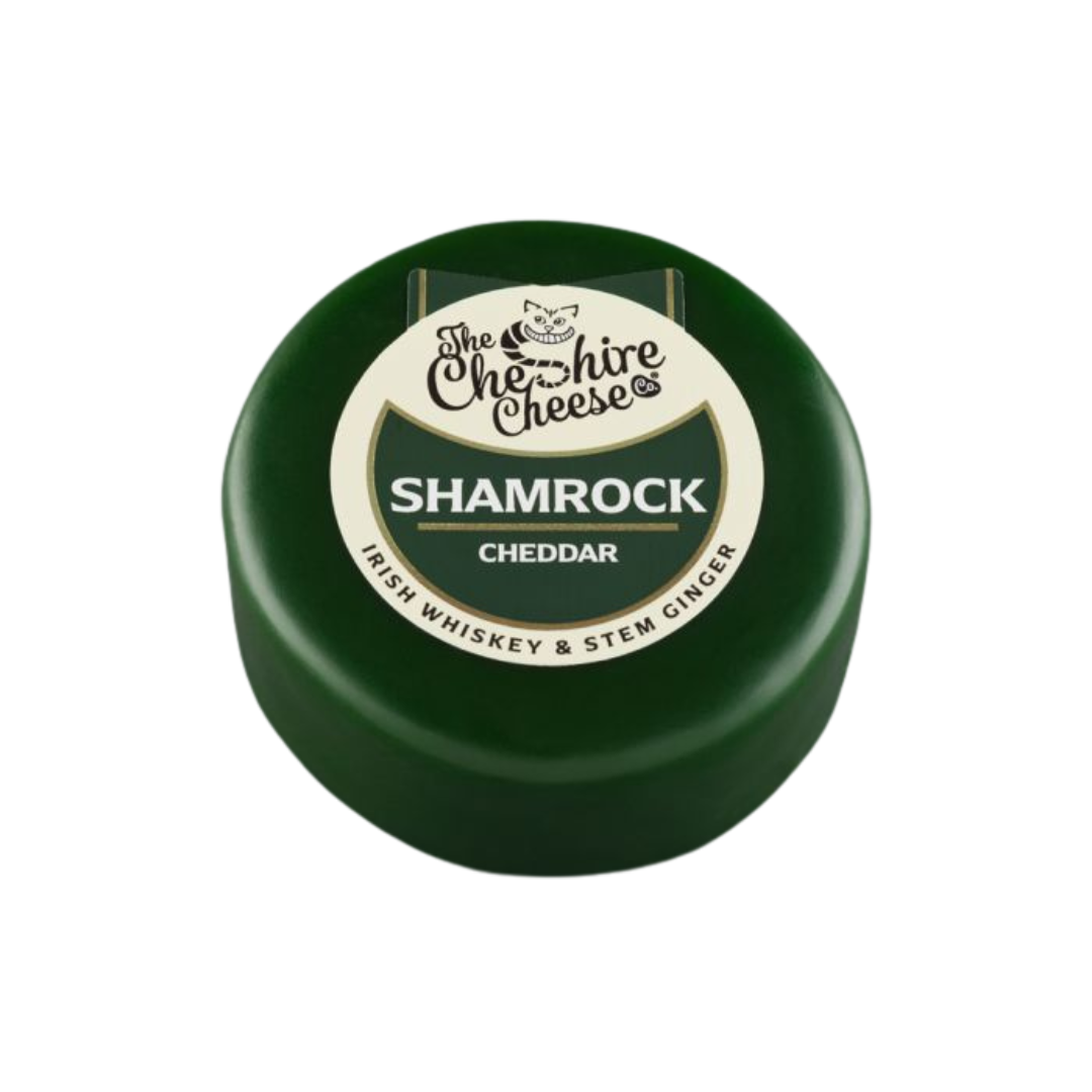 Cheshire Cheese Co Shamrock - Irish Whiskey & Stem Ginger Mature Cheddar Cheese, 200g