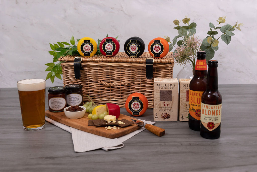 The Red Rose Cheese Box Hamper with Wine or Beer